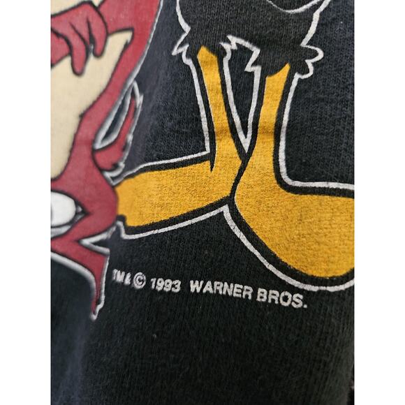 Vintage Looney Tunes Sweatshirt Crewneck Size Medium 1993 Black Bugs Daffy Taz - Picture 3 of 6